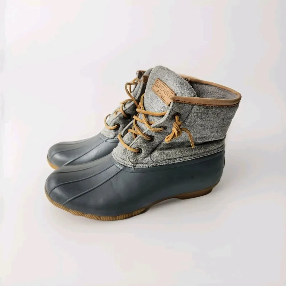 Sperry Top-Sider Women's 9 Gray Saltwater Wool Embossed Insulated Duck Boots